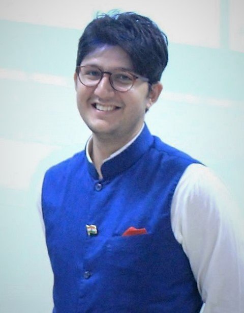Manasvi Thapar in a blue Nehru jacket